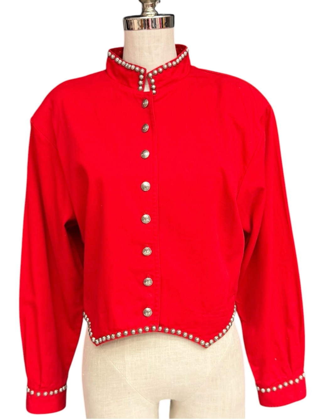 Country Works Red Western Concho Stud Jacket Large USA Vintage 90s